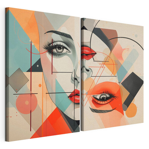 Collage représentant le visage d'une femme Impression sur toile modulaire Collage représentant le visage d'une femme