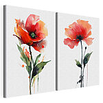 Impression sur toile modulaire Compositions florales aux couleurs vives réalisées à l'aquarelle