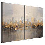 Impression sur toile modulaire Deux tableaux représentant une ville