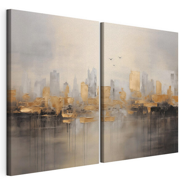 Impression sur toile modulaire Deux tableaux représentant une ville