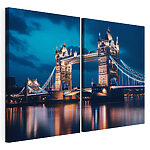Impression sur toile modulaire Pont avec ses tours, de nuit