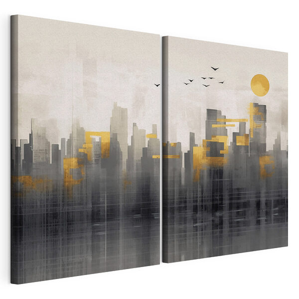 Peinture représentant une ville Impression sur toile modulaire Peinture représentant une ville