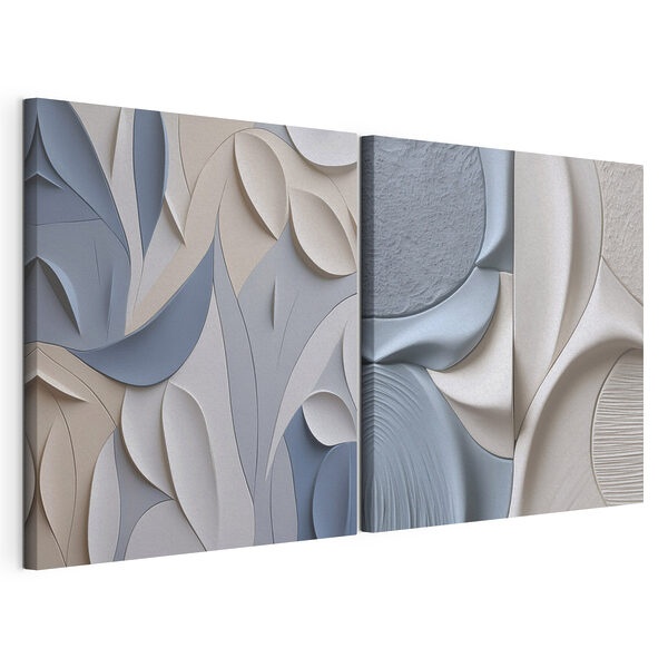 Des superpositions artistiques aux couleurs apaisantes Impression sur toile modulaire Des superpositions artistiques aux couleurs apaisantes