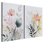 Impression sur toile modulaire Peinture représentant des fleurs et des feuilles