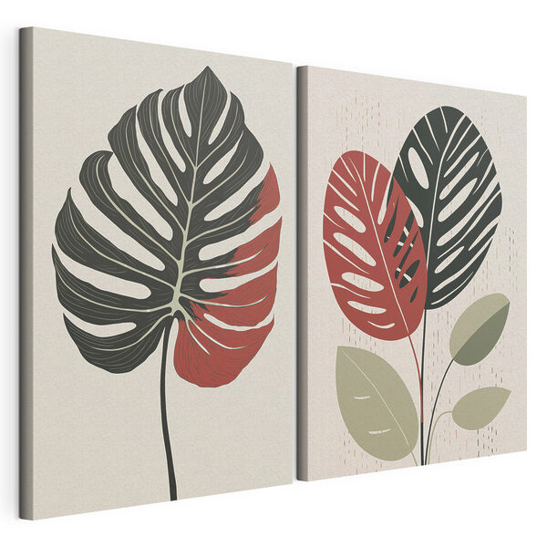 Deux images d'une plante Impression sur toile modulaire Deux images d'une plante