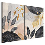Impression sur toile modulaire Des feuilles élégantes dans une palette de couleurs douces