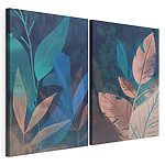 Impression sur toile modulaire Peinture représentant des feuilles et des plantes