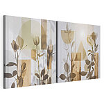 Impression sur toile modulaire Motifs floraux délicats associés à des formes géométriques