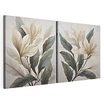 Impression sur toile modulaire Peinture représentant des feuilles sur une surface blanche