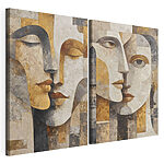 Impression sur toile modulaire Deux visages peints sur une surface en pierre