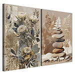 Impression sur toile modulaire Collage de fleurs et de pierres