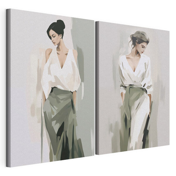 Une femme en chemise blanche Impression sur toile modulaire Une femme en chemise blanche