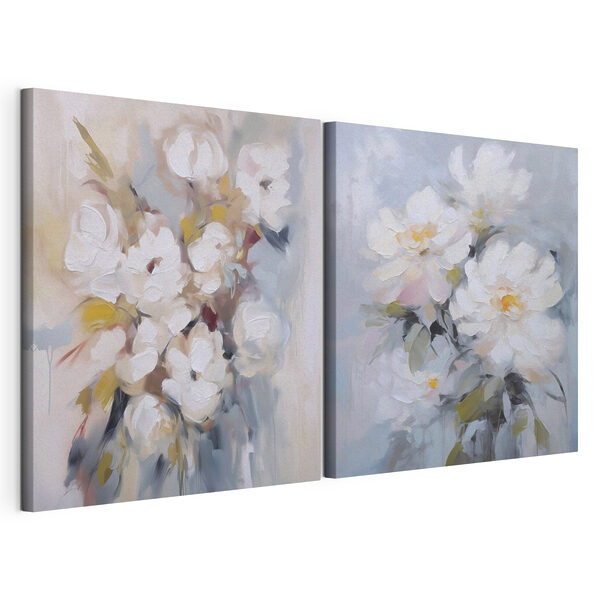 Impression sur toile modulaire Des fleurs élégantes aux teintes pastel délicates