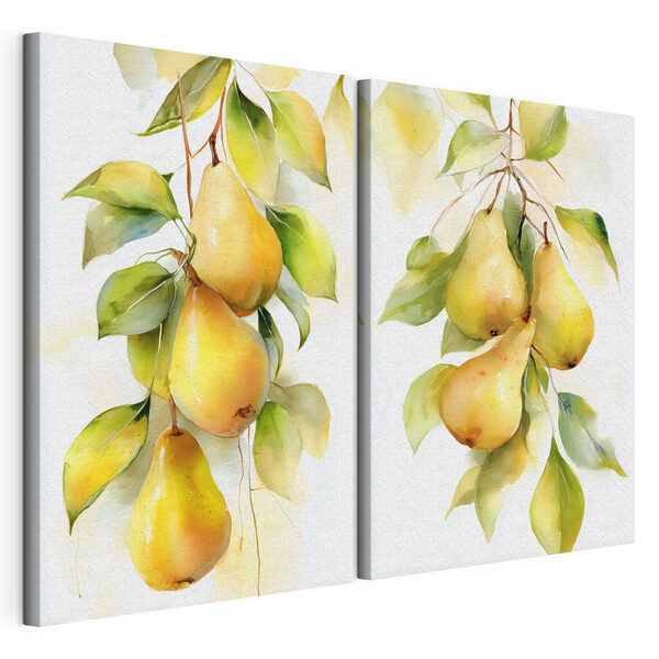 Impression sur toile modulaire Impression sur toile modulaire Aquarelle représentant des poires sur une branche (UGS : m30088)