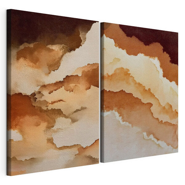 Couches abstraites dans des teintes chaudes Impression sur toile modulaire Couches abstraites dans des teintes chaudes