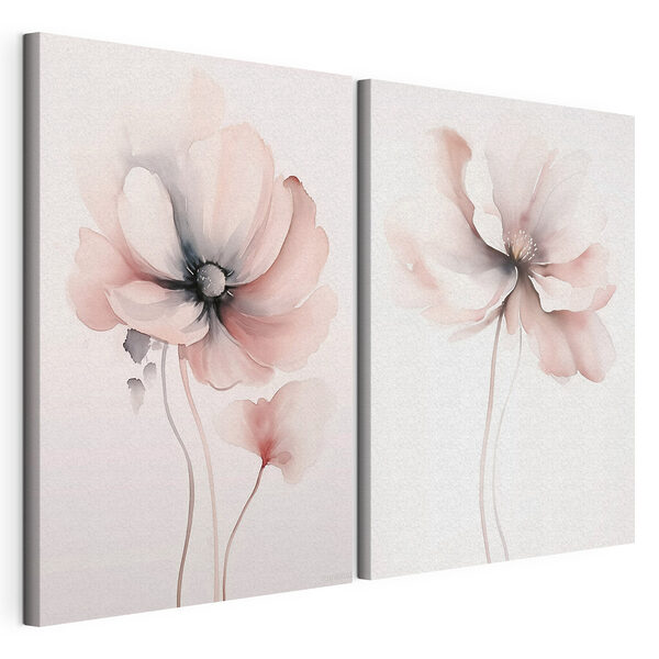 Impression sur toile modulaire Peinture représentant des fleurs sur un fond blanc