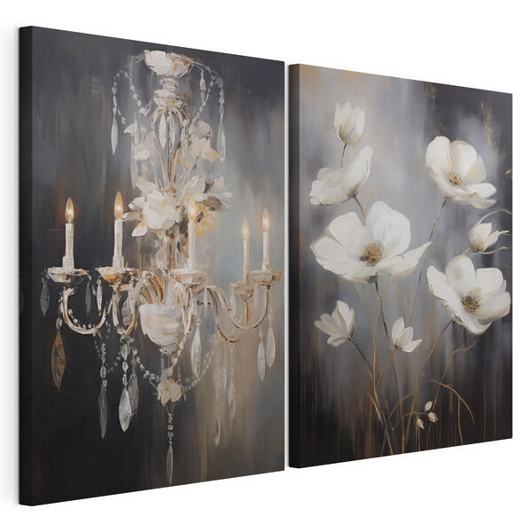 Tableau représentant des fleurs et un lustre Impression sur toile modulaire Tableau représentant des fleurs et un lustre