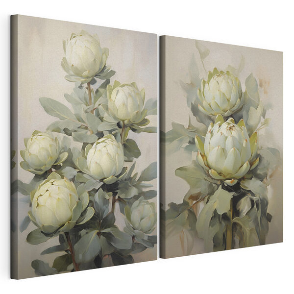 Peinture représentant des fleurs sur une plante Impression sur toile modulaire Peinture représentant des fleurs sur une plante