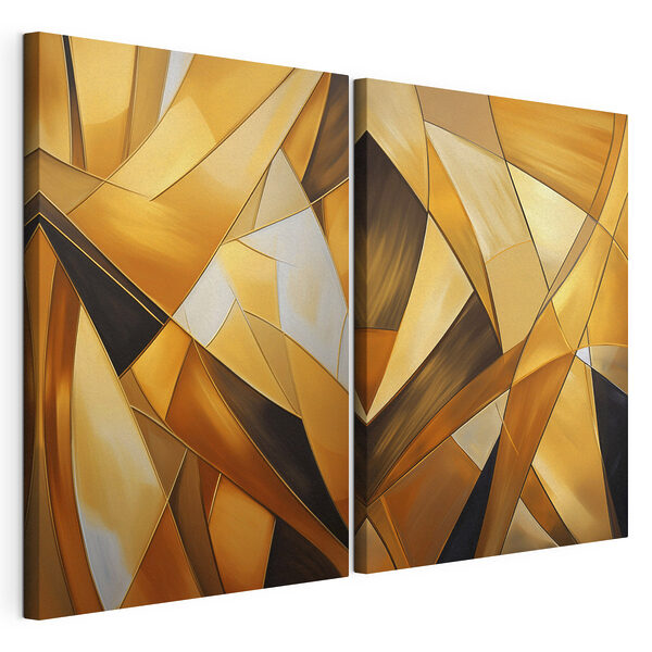 Motif géométrique dynamique dans des tons chauds Impression sur toile modulaire Motif géométrique dynamique dans des tons chauds
