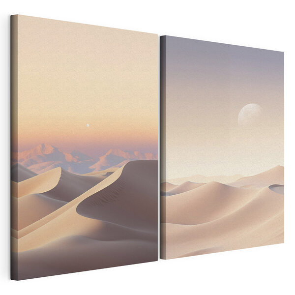 Paysage désertique avec une lune Impression sur toile modulaire Paysage désertique avec une lune