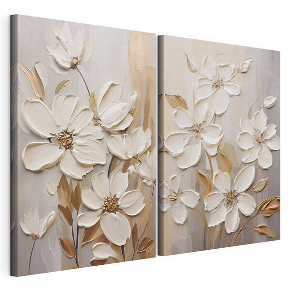 Impression sur toile modulaire Des fleurs élégantes aux teintes douces