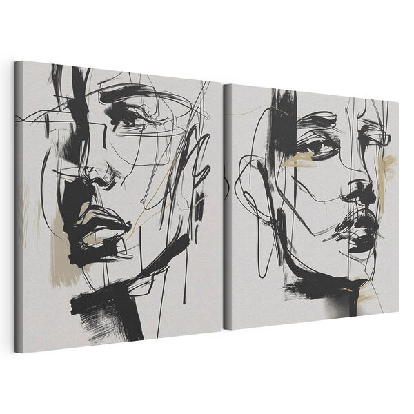 Impression sur toile modulaire Des visages expressifs dans l'art abstrait