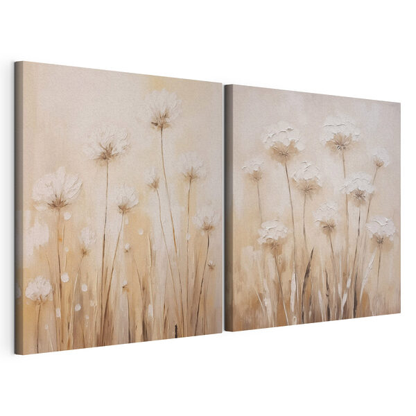 Peinture représentant des fleurs sur fond beige Impression sur toile modulaire Peinture représentant des fleurs sur fond beige