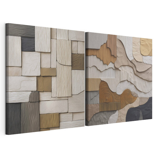 Des textures et des motifs en harmonie Impression sur toile modulaire Des textures et des motifs en harmonie