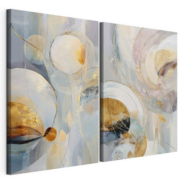 Formes abstraites dans une palette de couleurs douces Impression sur toile modulaire Formes abstraites dans une palette de couleurs douces