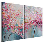 Impression sur toile modulaire Tableau représentant un arbre aux fleurs roses
