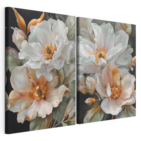 - Des fleurs délicates aux teintes douces Impression sur toile modulaire - Des fleurs délicates aux teintes douces