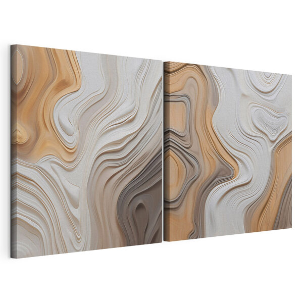 Des lignes fluides aux teintes chaudes et terreuses Impression sur toile modulaire Des lignes fluides aux teintes chaudes et terreuses