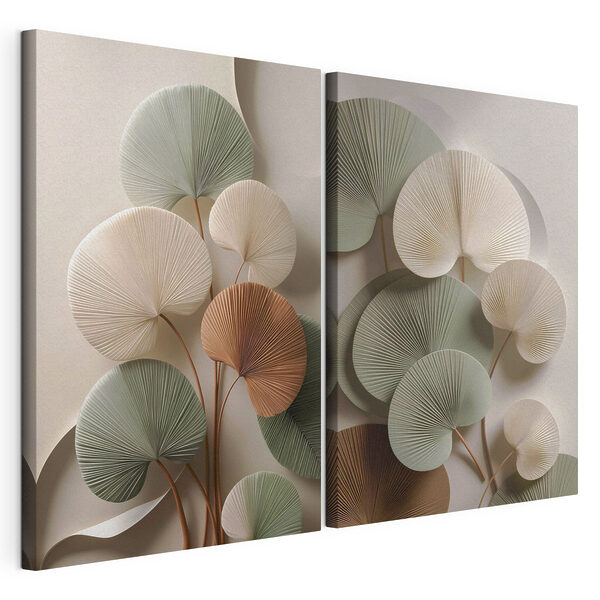 Élégantes feuilles en papier aux couleurs douces