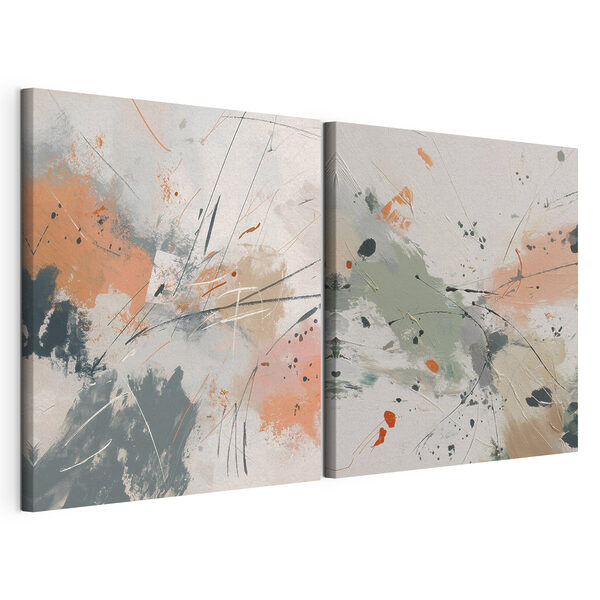 Impression sur toile modulaire Des coups de pinceau dynamiques dans des teintes douces