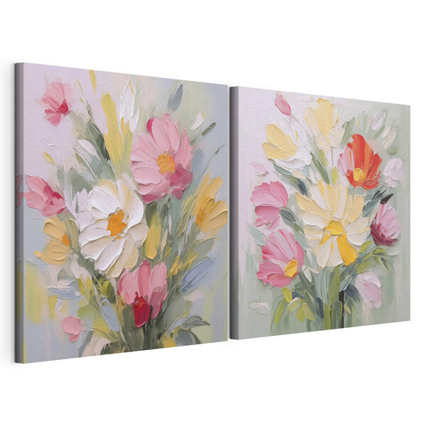Impression sur toile modulaire Peinture de fleurs sur toile