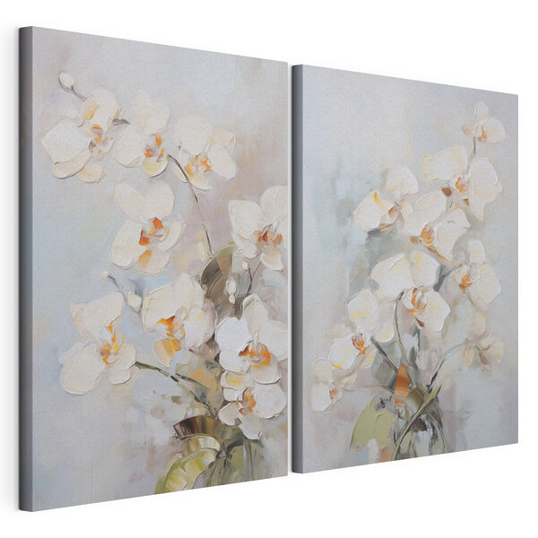 Peinture représentant des fleurs sur fond gris Impression sur toile modulaire Peinture représentant des fleurs sur fond gris