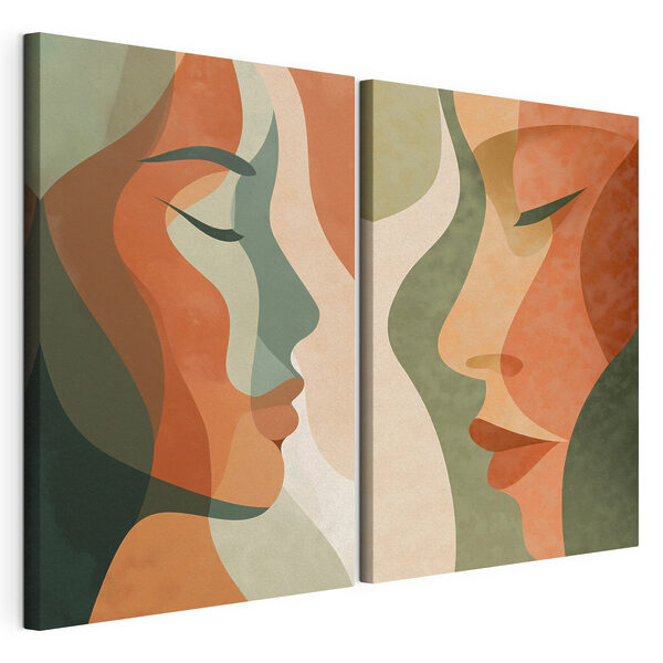 Vue de profil du visage d'une femme Impression sur toile modulaire Vue de profil du visage d'une femme