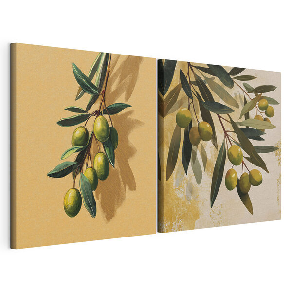 Impression sur toile modulaire Une récolte abondante d'olives vertes