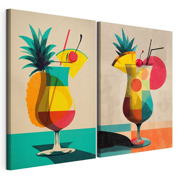 Impression sur toile modulaire Impression sur toile modulaire Deux photos d'une boisson (UGS : m30228)