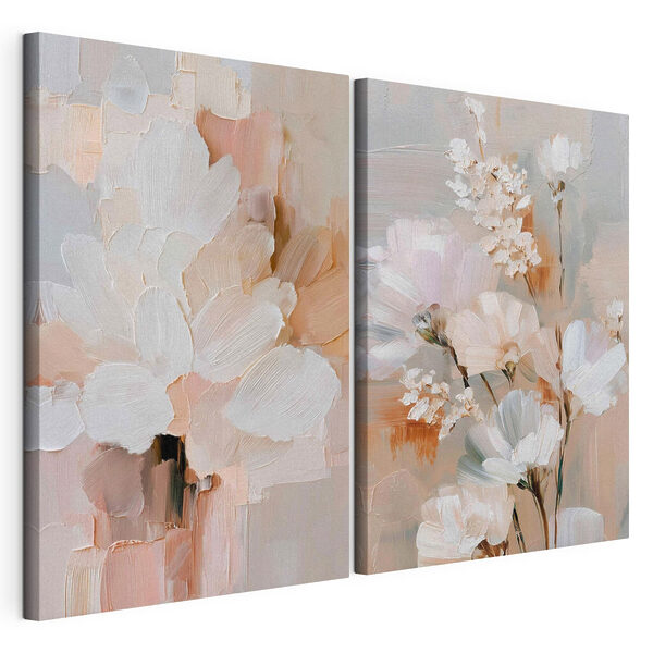 Impression sur toile modulaire Fleurs délicates aux teintes douces