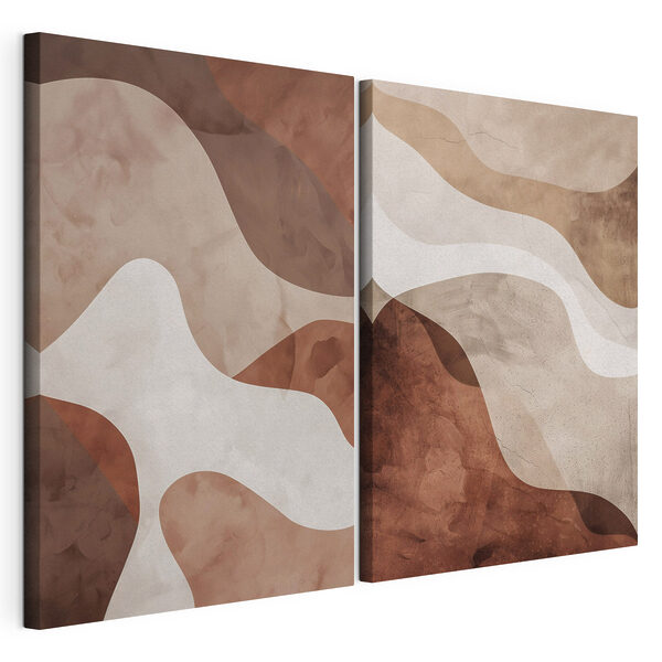 Des formes douces et fluides dans des tons chauds Impression sur toile modulaire Des formes douces et fluides dans des tons chauds