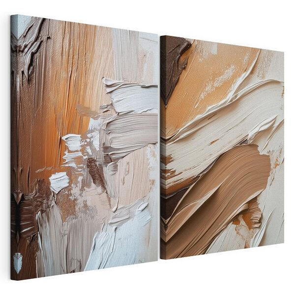 Coulées de peinture abstraites dans des teintes chaudes Impression sur toile modulaire Coulées de peinture abstraites dans des teintes chaudes
