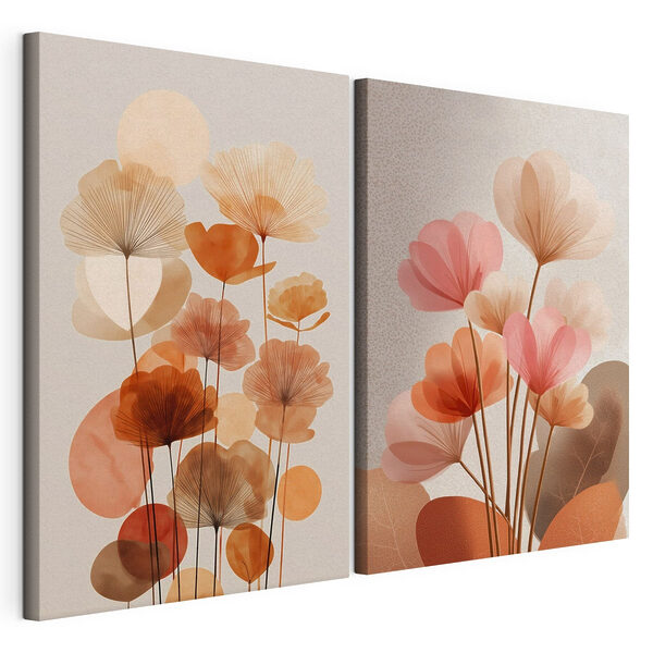 Impression sur toile modulaire - Les teintes douces d'une flore en pleine floraison