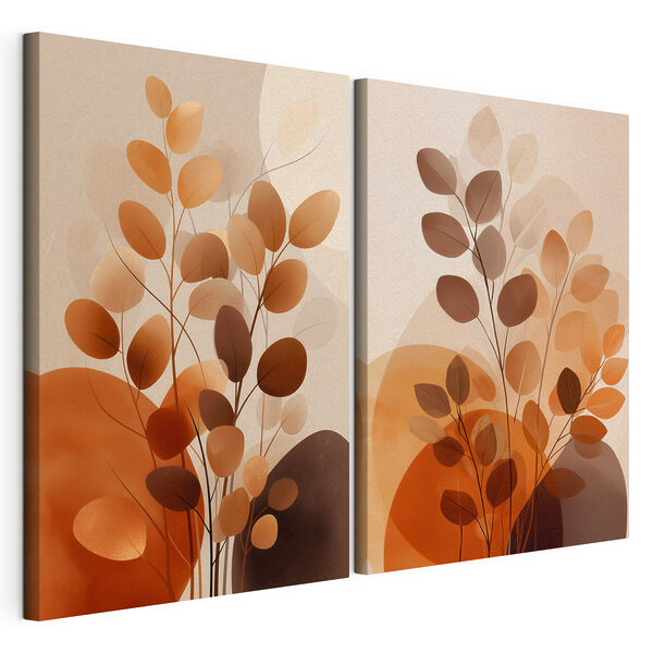 Composition botanique artistique dans des tons chauds Impression sur toile modulaire Composition botanique artistique dans des tons chauds