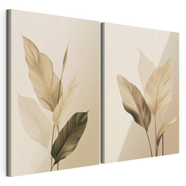 Feuilles souples aux teintes douces Impression sur toile modulaire Feuilles souples aux teintes douces