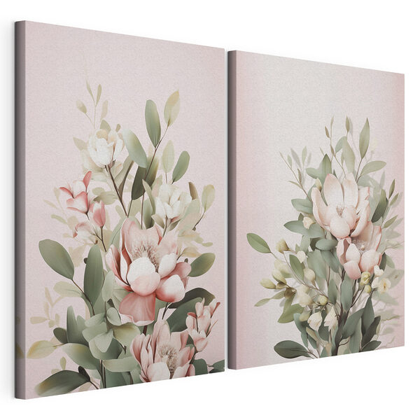 - Des fleurs délicates aux teintes douces Impression sur toile modulaire - Des fleurs délicates aux teintes douces