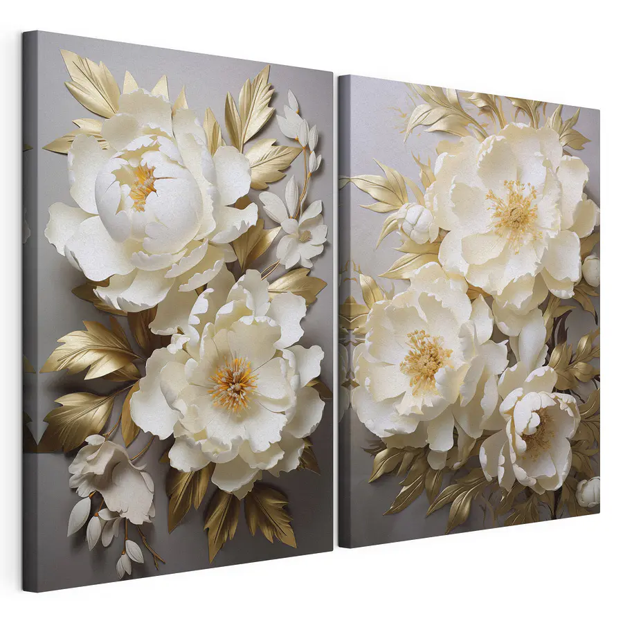 Tableau modulaire Collage de fleurs blanches (UGS : m30327)