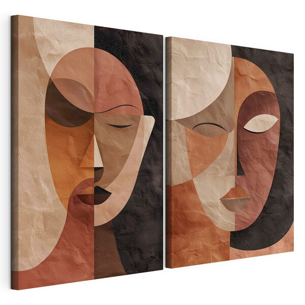Deux visages de couleurs différentes Impression sur toile modulaire Deux visages de couleurs différentes