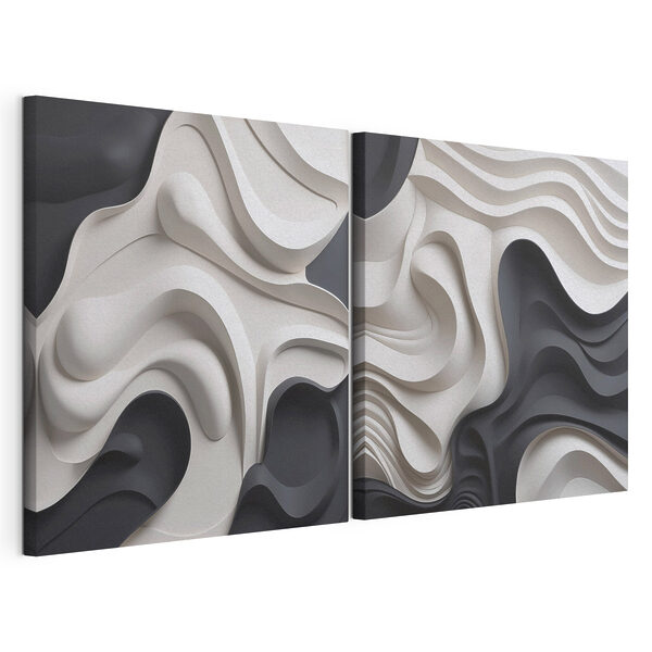 Impression sur toile modulaire Des formes fluides dans une harmonie monochrome