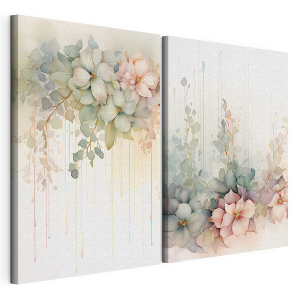 Peinture représentant des fleurs sur fond blanc Impression sur toile modulaire Peinture représentant des fleurs sur fond blanc